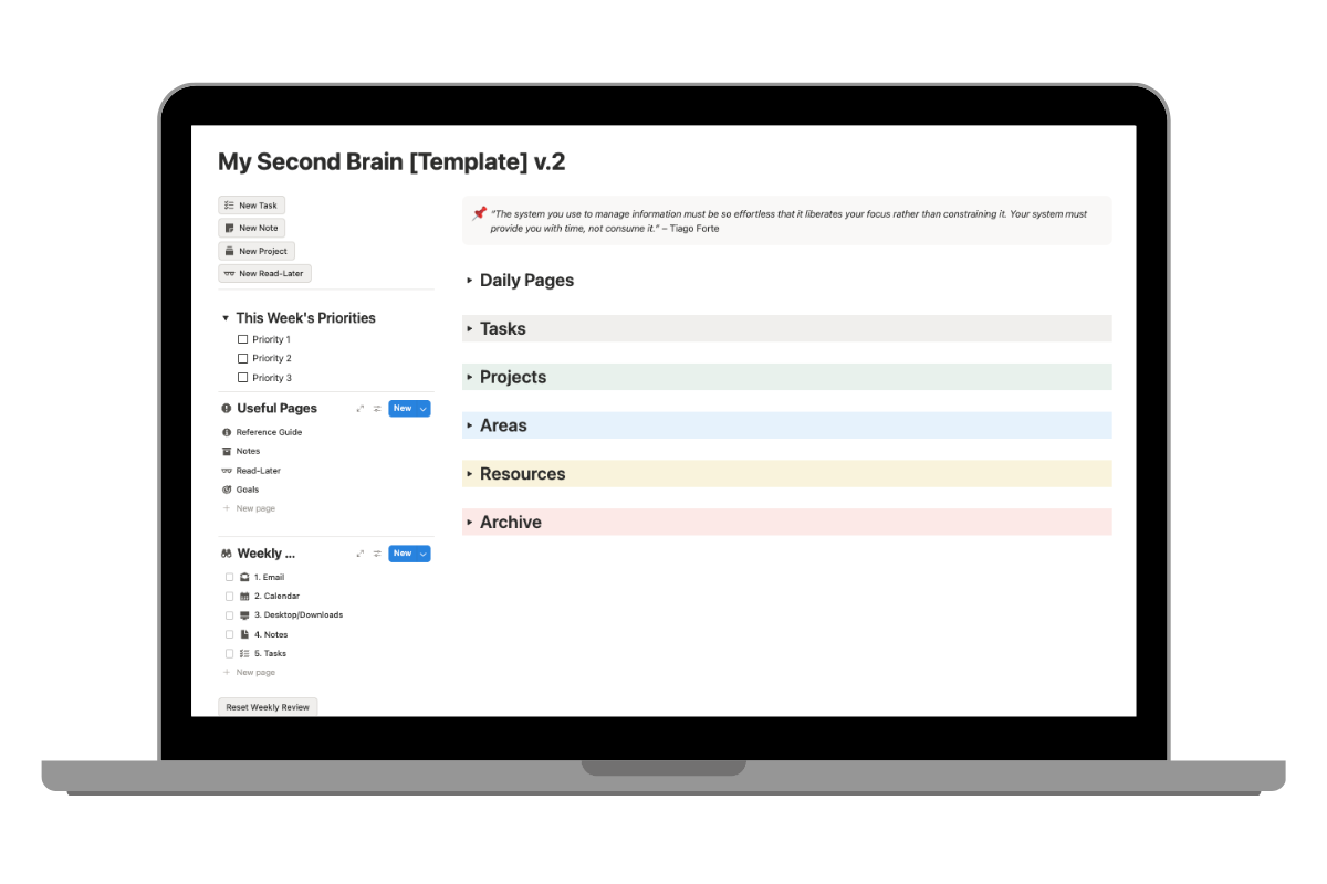 The Second Brain Notion Template